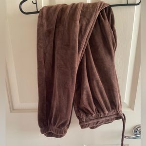 velour brown sweat pants